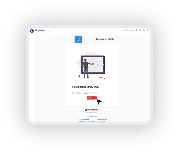 Wiadomość e-mail z linkiem potwierdzającym